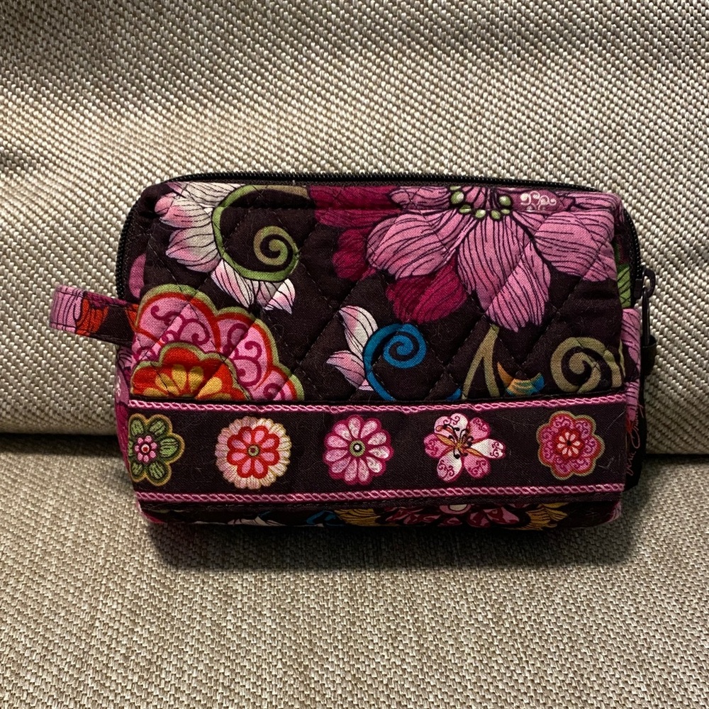 Vera Bradley Cosmetic Pouch in Retired Mod Floral Pink Pattern